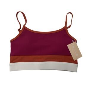 NWT WILO The Label Pink/Ginger Rib Strappy Padded Sports Bra-Small